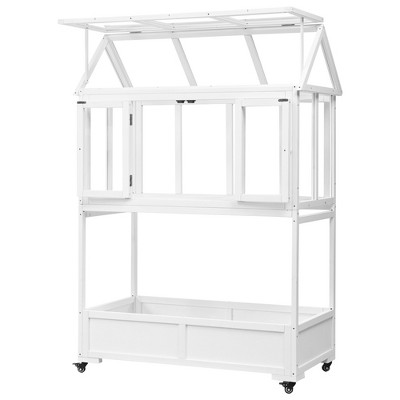 Gulches White Portable Garden Cold Frame with Planter Stands and Holders, 69" Mini Greenhouse with Storage