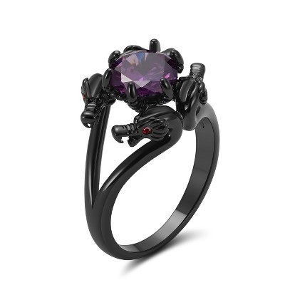 Dragon Ring for Women Gothic Solitaire Cz Black Gothic Engagement Ring Ginger Lyne Collection