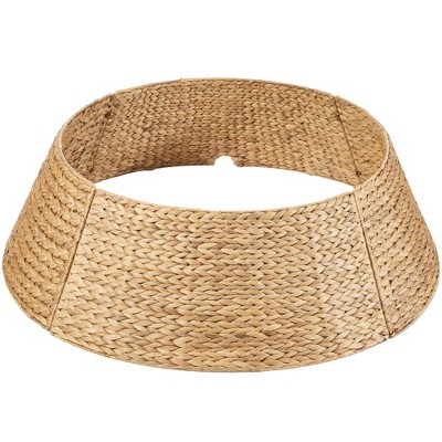 Best Choice Products 24in Woven Hyacinth Christmas Tree Collar, Tree Skirt Accessory w/ Cord Cut-Out