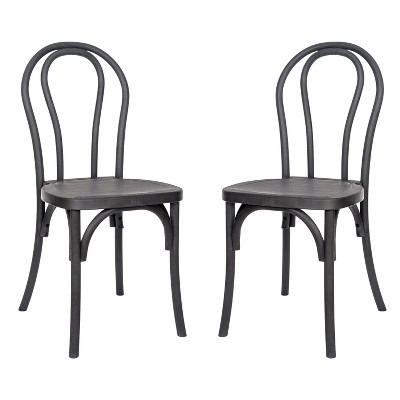Flash Furniture HERCULES 2 Pack Commercial Indoor/Outdoor Wood Look Resin Thonet Style Chair