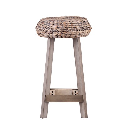 Rutina Backless Round Water Hyacinth 24" Stools - (Set Of 2) - Weathered Grey - SEI