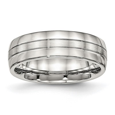 Chisel Stainless Steel Brushed and Polished 6.5mm Grooved Band Ring