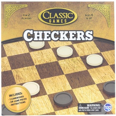 TCG Classic Games Wood Checkers Set | Board & 25 Game Pieces