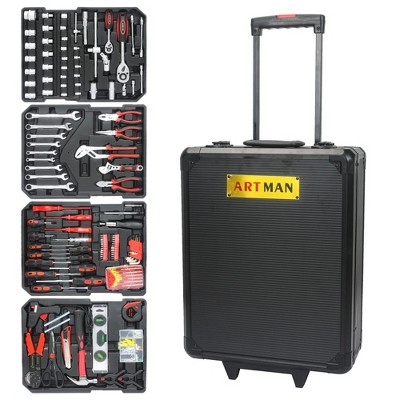 Garvee Tool Set with 4 Layers of Toolset, 889 Pcs Aluminum Rolling Toolbox, Complete 4-Layer Tool Kit with Wheels for Easy Mobility