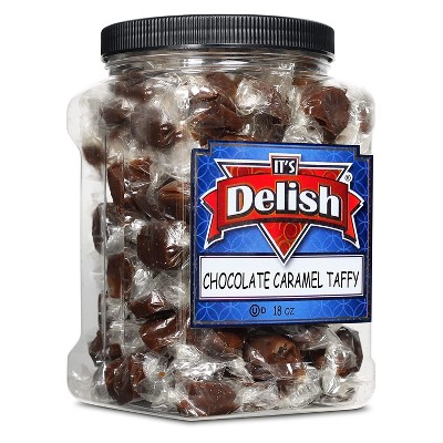 Chocolate Caramel Taffy by It's Delish, 18 OZ Jumbo Container Jar