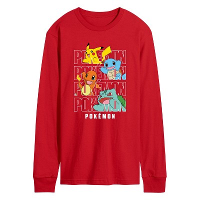 Men's - Pokémon - Stacked Logo Pikachu And Friends Long Sleeve Graphic T-Shirt