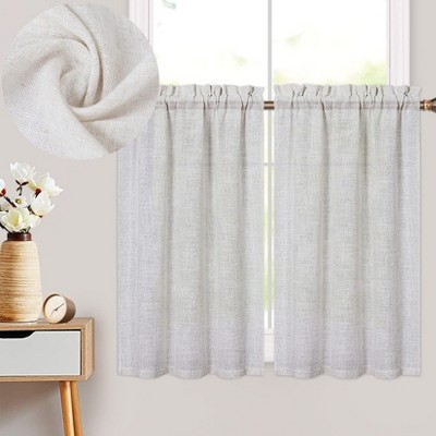 Linen Blend Curtains Solid Curtains for Living Room Bedroom Curtains with Grommet Light Filtering, 2 Pieces