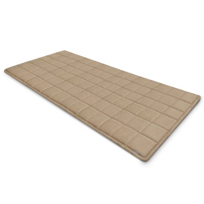 MICRODRY SoftLux Embroidered Squares Memory Foam Bath Mat/Runner with Skid Resistant Base