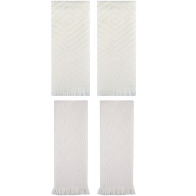 REGALWOVEN 4 Pcs Bathroom Cotton Soft and Absorbent Geometric Hand Towel 13" x 29"