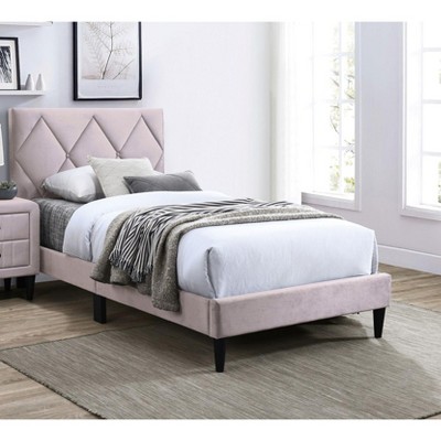 NicBex Twin/Full Size Upholstered Platform Bed Frame with Adjustable Headboard,Modern Velvet Tufted Headboard,No Box Spring Needed,Easy Assembly