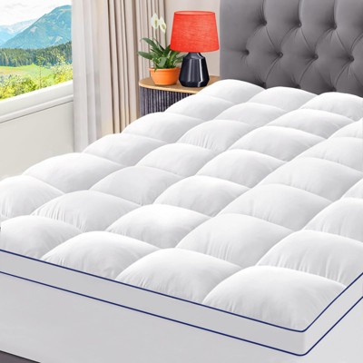 Aoibox King Mattress Topper Cooling Pillow Top Soft Plush Down Alternative Fill Mattress Pad with Deep Elastic Pockets