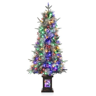 3ft Pre-Lit Artificial Christmas Tree with 78 Multicolor LED Lights, 8 Modes, Battery Operated, Green