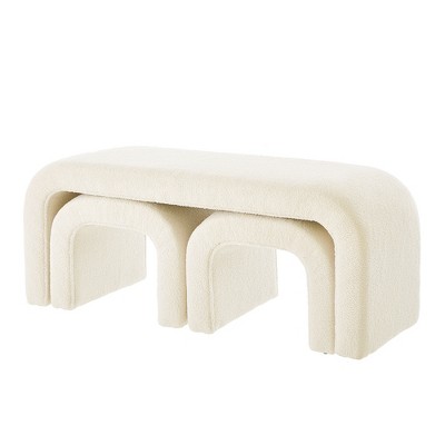 Dexmalle Set of 3 U-Shaped Modern Teddy Ottoman Bench,Enterway