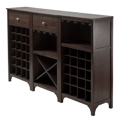 Ancona Wine Cabinet Modular Set Wood/Black - Winsome
