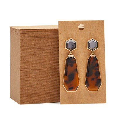 Juvale 200-Pack raft Paper Earring Display Cards for Hanging Earrings, Studs, Bulk Jewelry Cards for Retail, Boutique, Packaging, 3.5x2 in