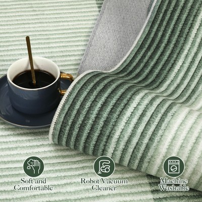 Modern Abstract Area Rug Machine Washable Rug for Living Room, Non-Slip Non Shedding Gradient Soft Carpet, Low Pile Indoor Foldable Printed Rug