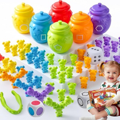Joyfy 82/83Pcs Rainbow Counting Bears Toddler Boy Girls Montessori Learning Toy STEM Educational Toys Birthday Christmas Gift for Kids Age 1 2 3 4 5