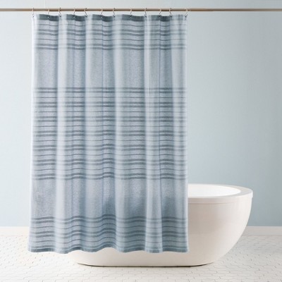 TOWN & COUNTRY EVERYDAY Sophia Textured Solid Cotton-Rich Breathable Fabric Shower Curtain with Reinforced Buttonhole Top Hem