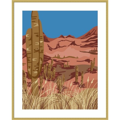Amanti Art Cactus desert by Anis Illustration Wood Framed Wall Art Print