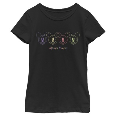 Girl's Disney Mickey Mouse Neon Repeating T-Shirt