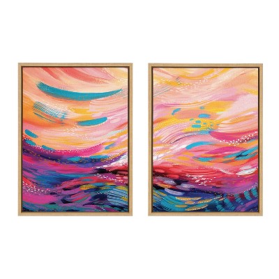 (Set of 2) 18" x 24" Sylvie Brush Strokes 90 Framed Canvas Set - Kate & Laurel All Things Decor