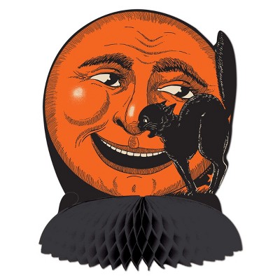 Beistle Vintage Halloween Cat & Moon Centerpiece, 9.75", (2/Pkg) Multicolored