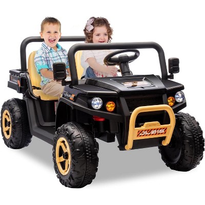 24v Ride On Dump Truck, 2 Seater Electric Ride On Car Toy with Shovel, Bluetooth, Remote Control, Music, LED Lights for Boys & Girls