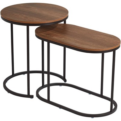 Studio 55D Santa Maria Walnut Nesting Accent Tables Set of 2