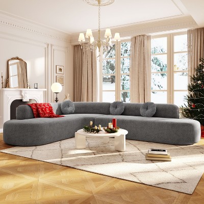Christopher Knight Home Patrick 122" Modern Extra Large Chenille Upholstered Sectional Sofa with Pillows