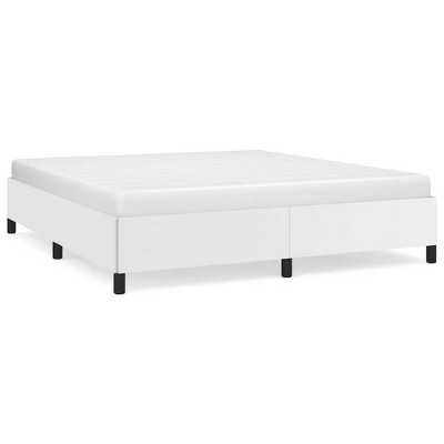 vidaXL King Bed Frame, Faux Leather Upholstered Platform Bed Frame, White, No Mattress
