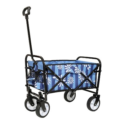 Collapsible Foldable Wagon,  225LBS Capacity Beach Wagon With Strapping System, All-Terrain Utility Wagon Grocery Cart