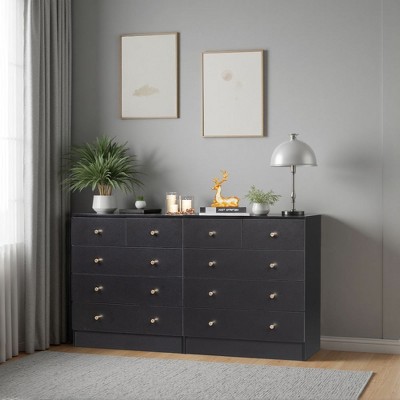 Karl Home 5-Drawer Black Particle Board 25.98in. W Chest of Drawer