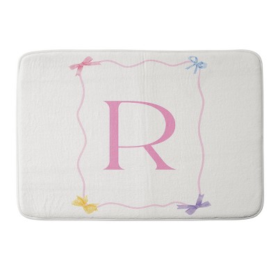 Deny Designs April Lane Art Simple Bow Monogram Memory Foam Bath Mat