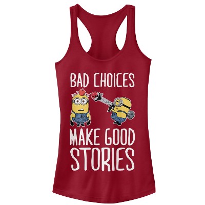 Juniors Womens Despicable Me Minion Bad Choices Racerback Tank Top