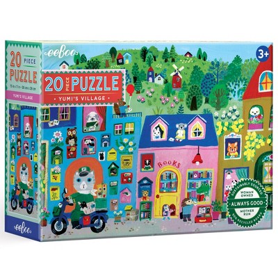 eeBoo: Yumi’s Village - 20 Piece Puzzle, 15x11" Jigsaw, Preschool, Kids 3+