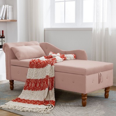 Modern Storage Sofa Recliner With Nailhead Trim, Button Tufted Upholstered Velvet Lounge Chair With Storage And Pillow For Living Room