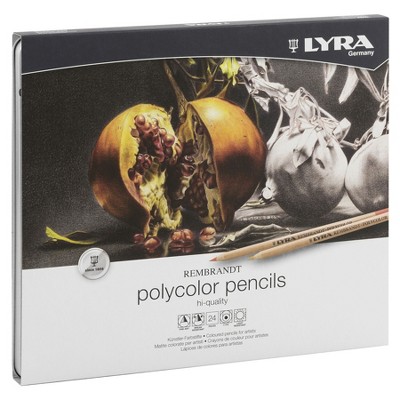 Lyra® Rembrandt Polycolor Colored Pencil Set Tin, Assorted Colors, 24 Pieces