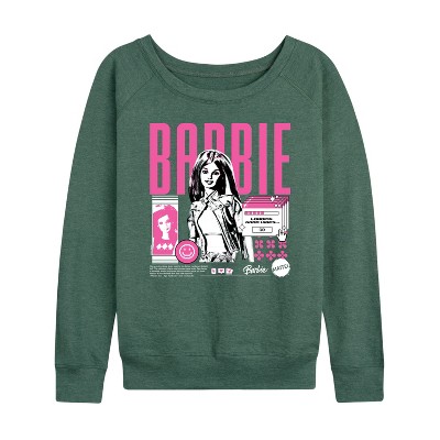 Women's - Barbie - Y2K Lightweight French Terry Wide Neck Long Sleeve Graphic Shirt