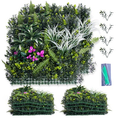 COZONY 20"x20" Artificial Grass Wall Panels (12 PCS), Indoor/Outdoor Boxwood Hedge Privacy Screen