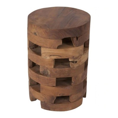 Lorena Accent Table Brown - East at Main: Teakwood, Round, No Assembly Required