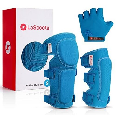 Lascoota Kids Knee Pads and Elbow Pads Set | Gloves, Elbow and Knee Pads | Skateboard Protective Gear - Small, Blue, Ages 3-14