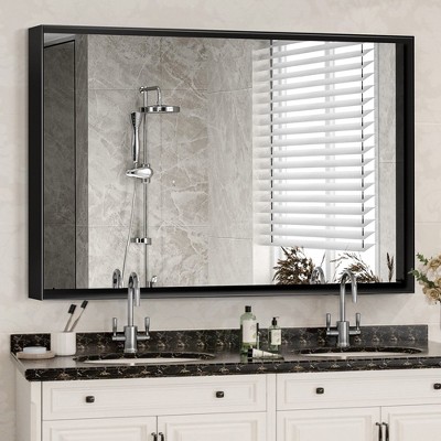 36x24 Inch Bathroom Mirrors Wall Rectangle Vanity Mirror Modern Metal Framed Rectangular Square Corner Mirror