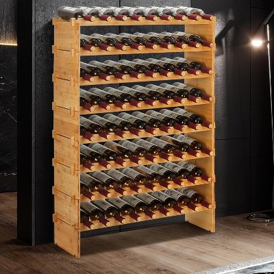 GustoWave Freestanding Wine Racks, Wine Holder Stand for Kitchen, Living Room, Natural