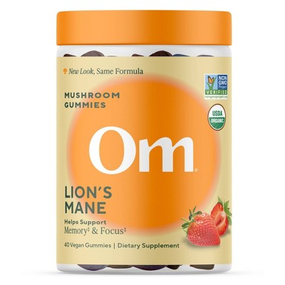 Om Mushrooms Lions Mane for Memory & Focus Support Vegan Organic Gummies - 40ct
