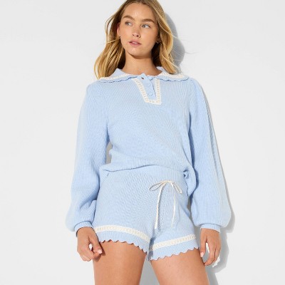 Women's High-Rise Scalloped Micro Sweater Shorts - Wild Fable™