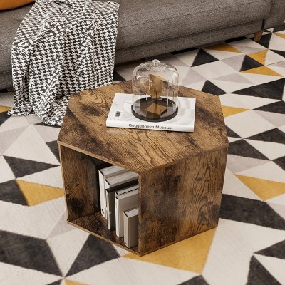 23.62''W Retro Hexagonal Coffee Table Multi-Purpose Side Table/End Table 4W - ModernLuxe