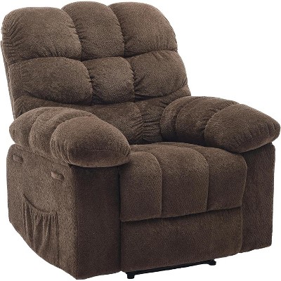 Manual Recliner Chair,Ergonomic Overstuffed Breathable Fabric Reclining Chair with Side Pockets