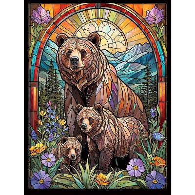 Sunsout Griz Family Stained Glass Bears 500 pc Jigsaw Puzzle 71801