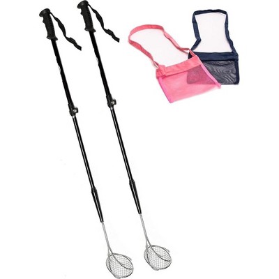 VOS Metal Sifter/Cat Litter Scoop – 2 Pcs & 2 Mesh Bags, Long Adjustable Stainless-Steel Handle from 21”- 33”
