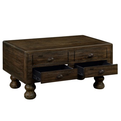 NicBex Modern Rectangle Coffee Table Set of 3 with Wood Gourd Shaped Legs and Drawers for Living Room